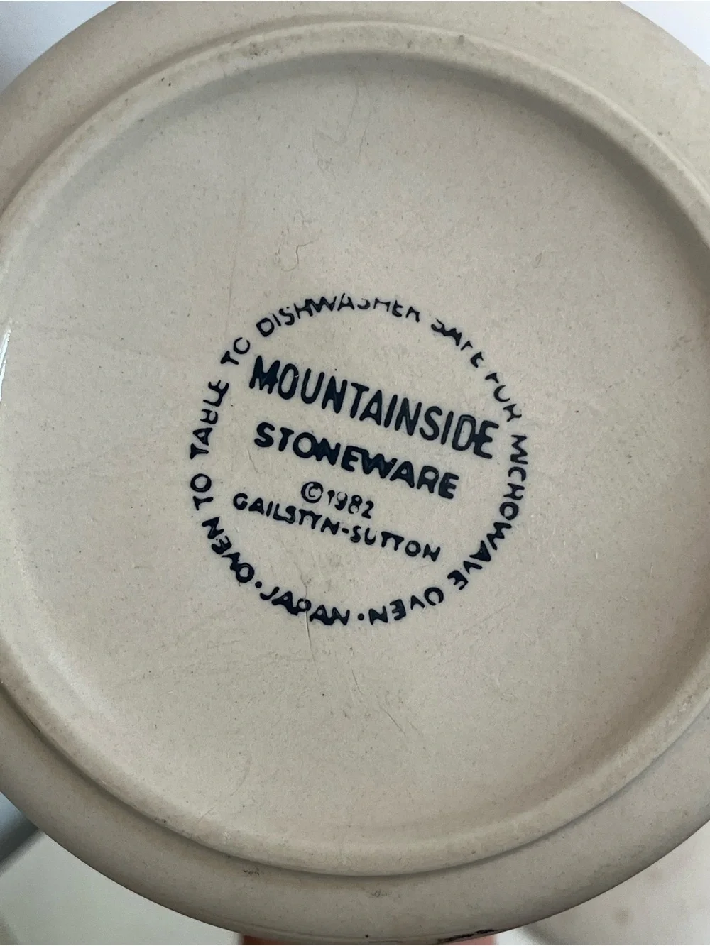 1982 Mountainside Stoneware Ceramic Canister Set with Navy Trim -3-Piece Storage
